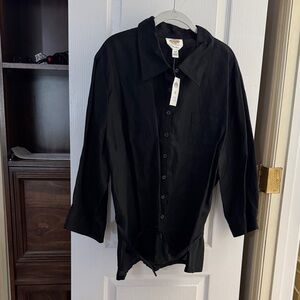 Talbots Black Blouse Irish Linen Size 22W
